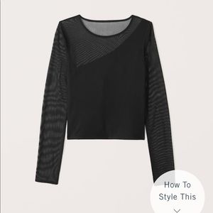 Abercrombie & Fitch Long-Sleeve Asymmetrical Mesh Top